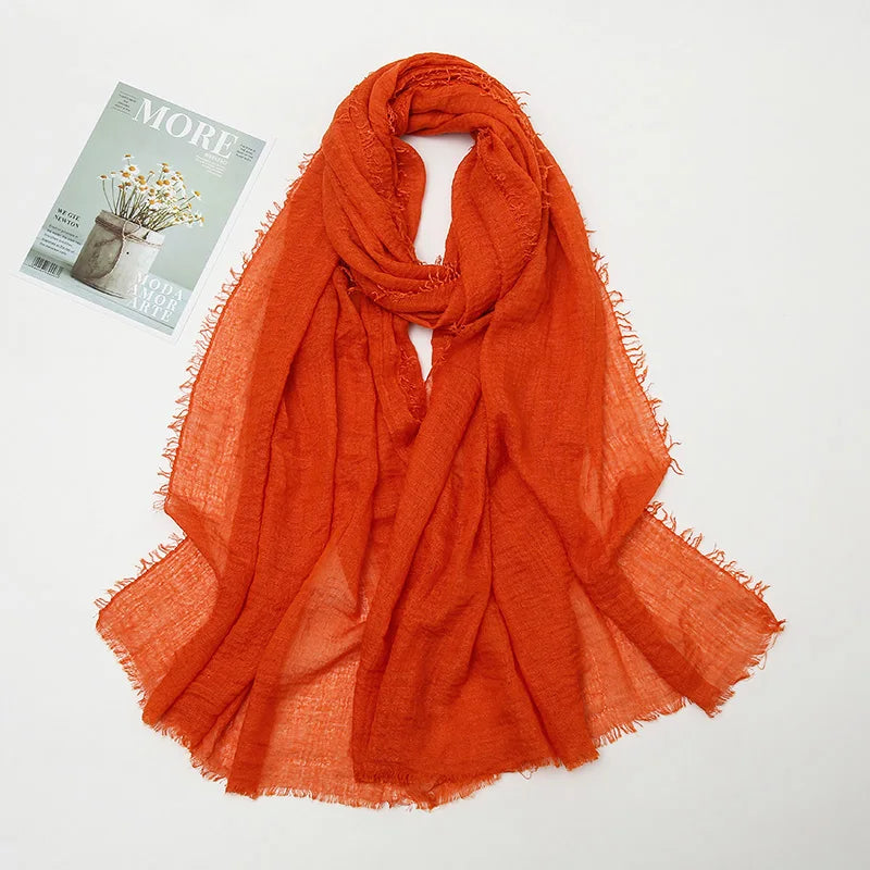 Crinkle Hijab Scarf Soft Solid Cotton Head Scarves