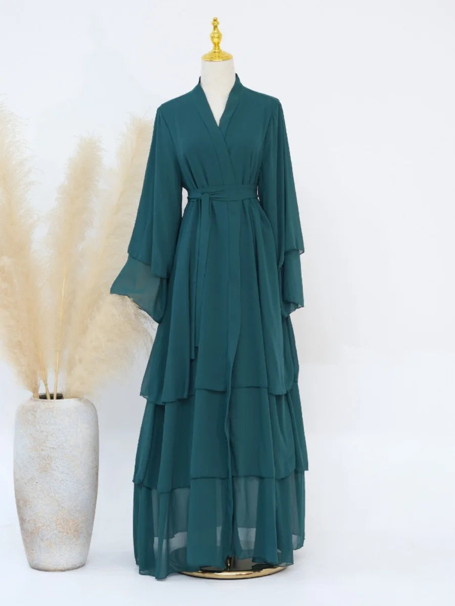 Morocco Abaya Chiffon 3 Layers Dresses