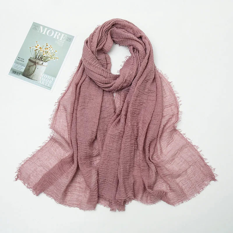 Crinkle Hijab Scarf Soft Solid Cotton Head Scarves