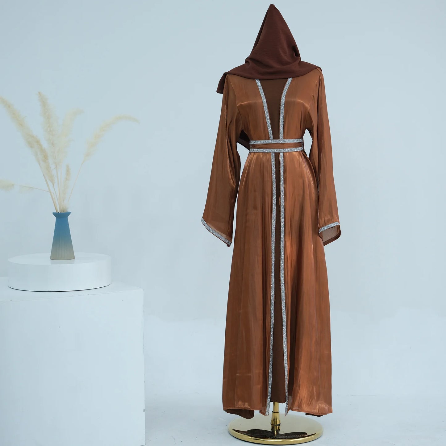 Dimond 3 Pieces sets Open Abaya