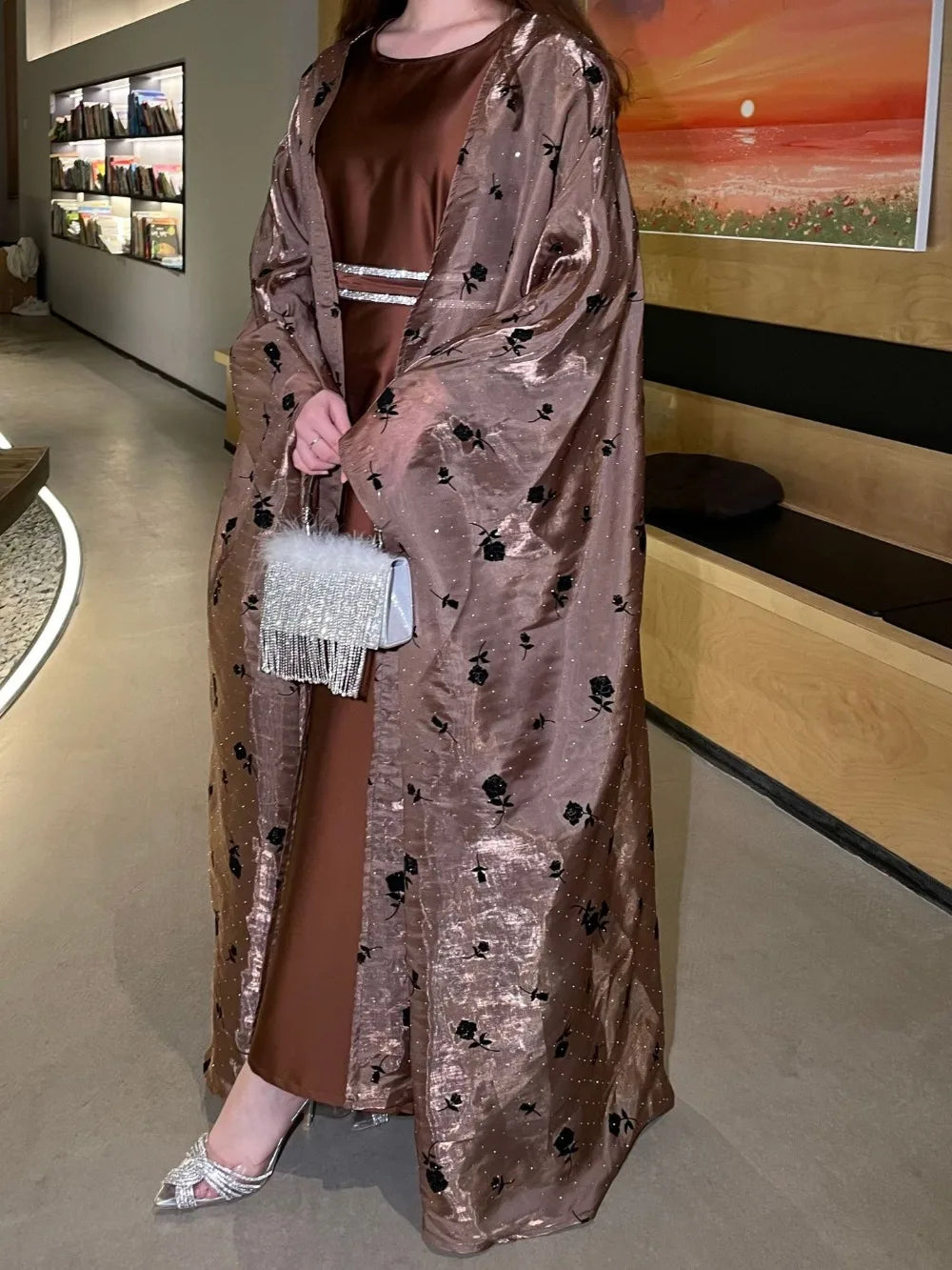 Women Party Dresses Flower Open Abayas 2025