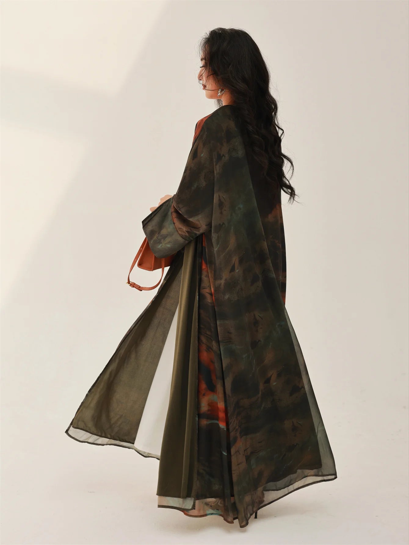 Tie-Dye Open Abaya – Full Sleeve Maxi Kaftan Turkey Style