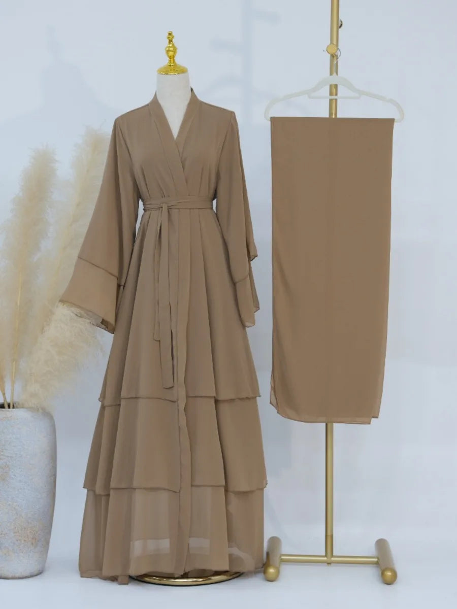 Morocco Abaya Chiffon 3 Layers Dresses