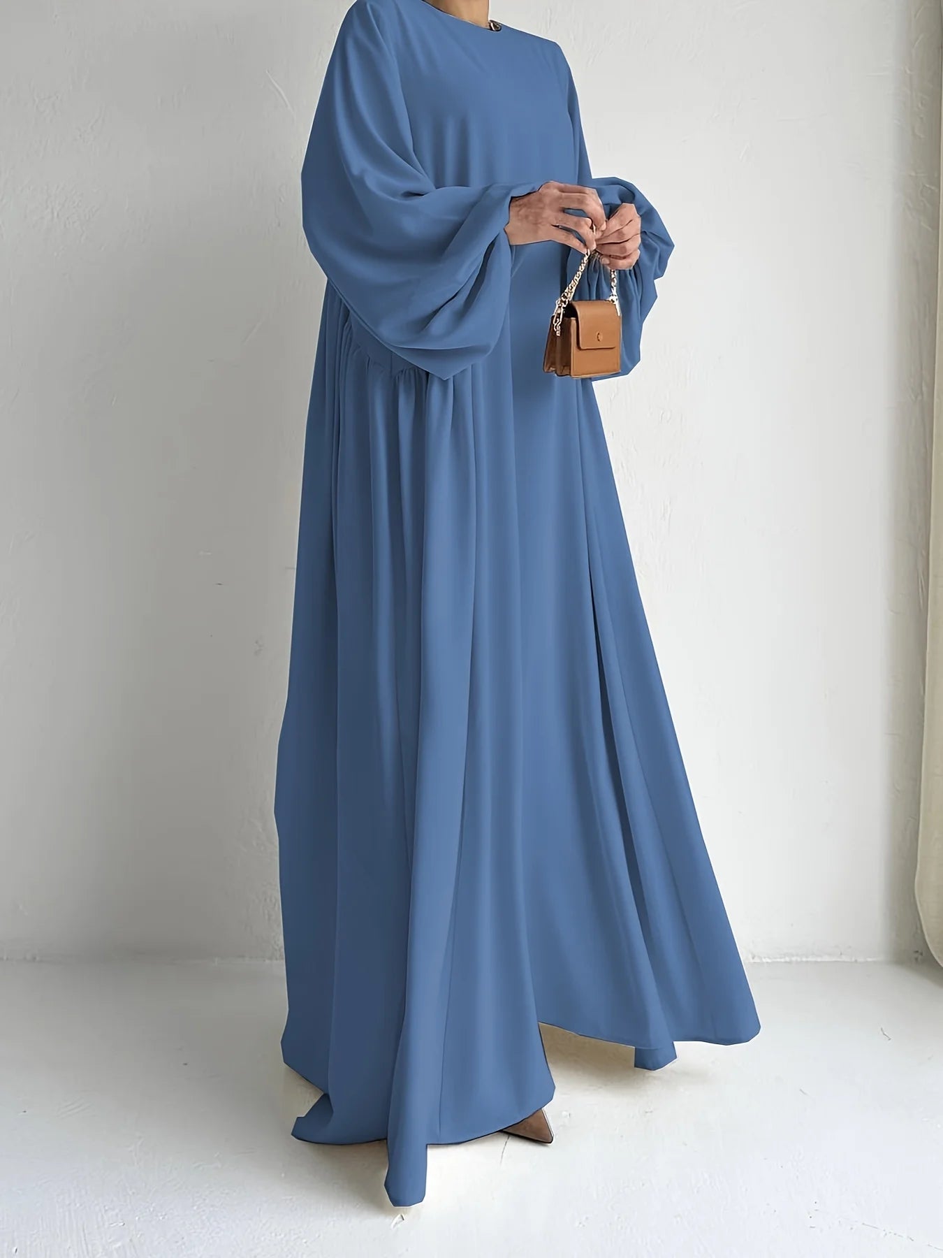 Elegant Crew Neck Maxi Length Dress.