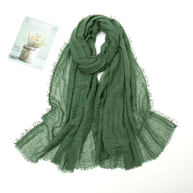 Crinkle Hijab Scarf Soft Solid Cotton Head Scarves