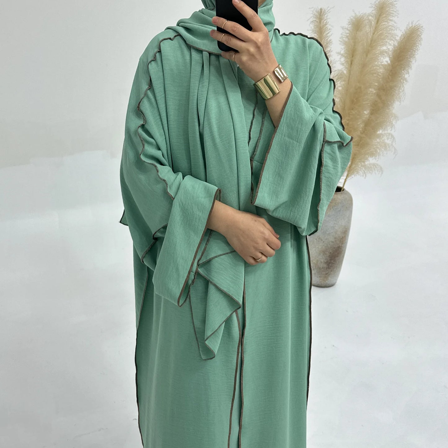 Dimond 3 Pieces sets Open Abaya