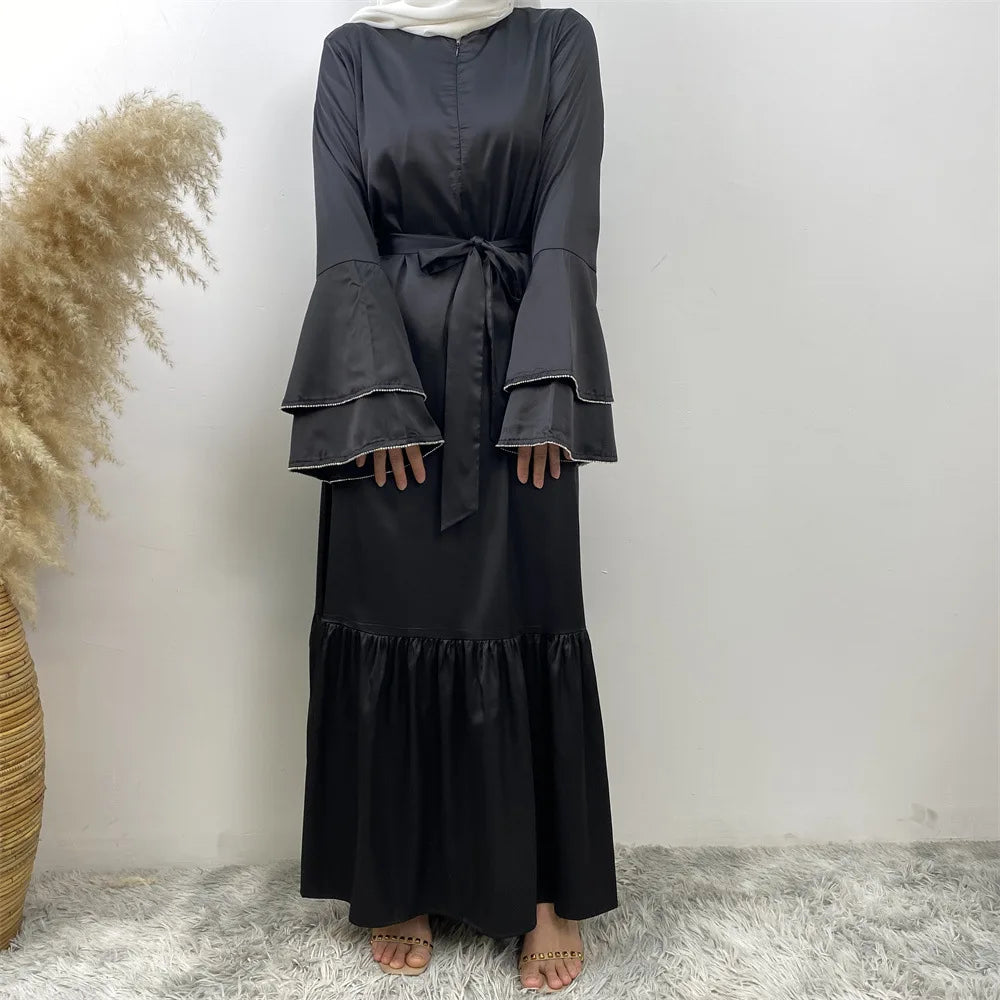 Satin Flare Sleeve Party Dress