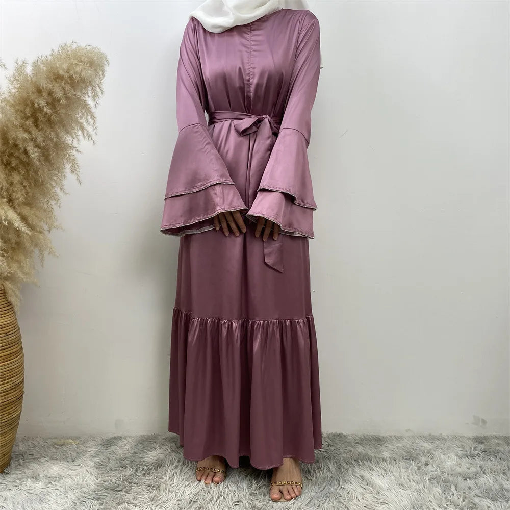 Satin Flare Sleeve Party Dress