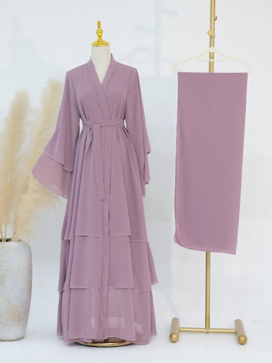 Morocco Abaya Chiffon 3 Layers Dresses