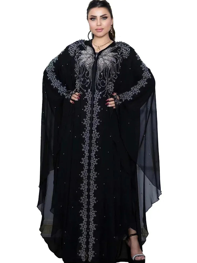 Bat Sleeve Abaya – Diamond Kaftan Dress, Dubai Morocco Style