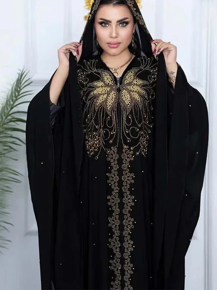 Bat Sleeve Abaya – Diamond Kaftan Dress, Dubai Morocco Style