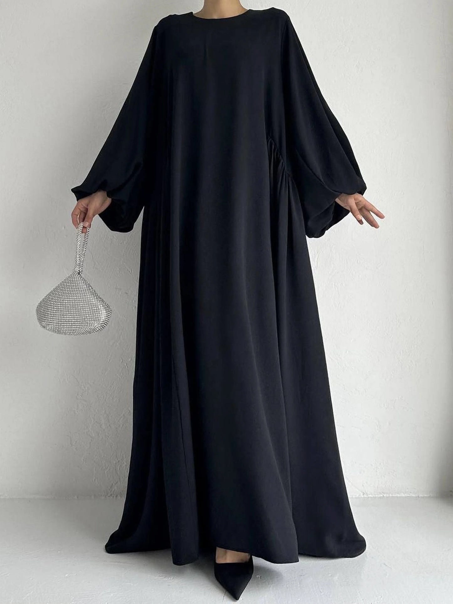 Elegant Crew Neck Maxi Length Dress.