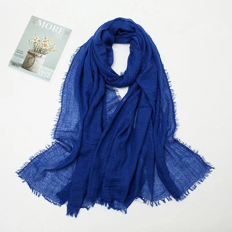 Crinkle Hijab Scarf Soft Solid Cotton Head Scarves