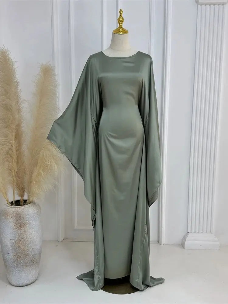 Eid Shiny Batwing Satin Abaya Dubai Luxury 2024 Muslim Abayas For Women Maxi Kaftan Dress Islamic Clothing Caftan Marocain Femme