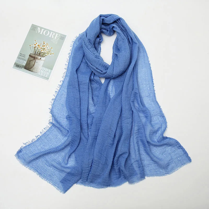 Crinkle Hijab Scarf Soft Solid Cotton Head Scarves