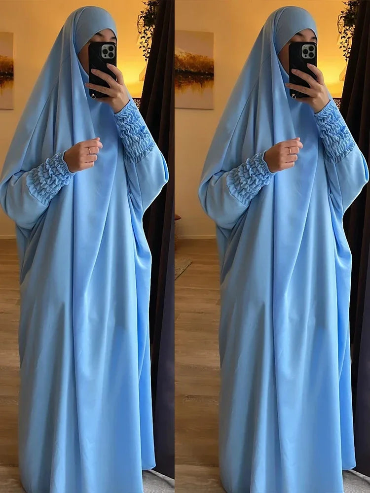 Ramadan Long Khimar Muslim One Piece Jilbab Dress Abaya Women Prayer Garment Saudi Arabic Prayer Dress Robe Burka Eid Niqab 2024