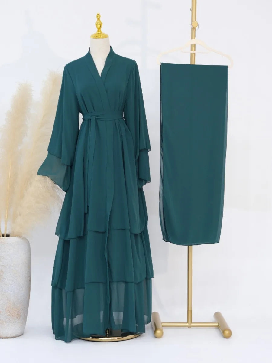 Morocco Abaya Chiffon 3 Layers Dresses