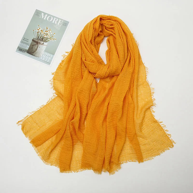 Crinkle Hijab Scarf Soft Solid Cotton Head Scarves
