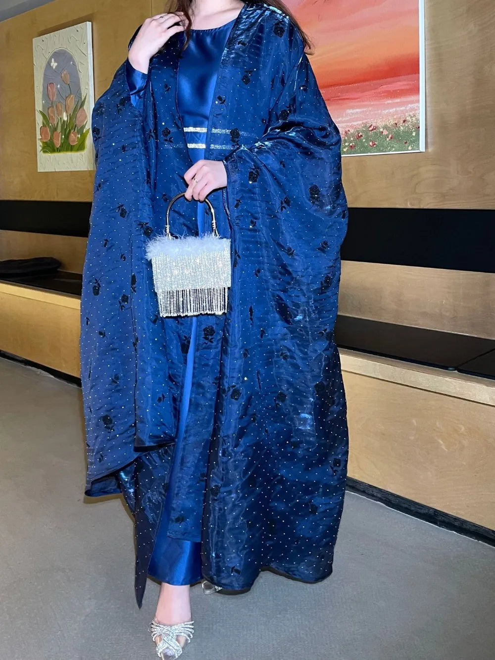 Women Party Dresses Flower Open Abayas 2025