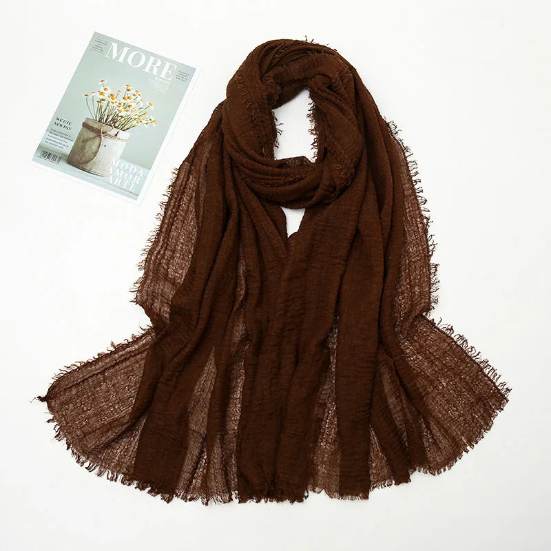 Crinkle Hijab Scarf Soft Solid Cotton Head Scarves