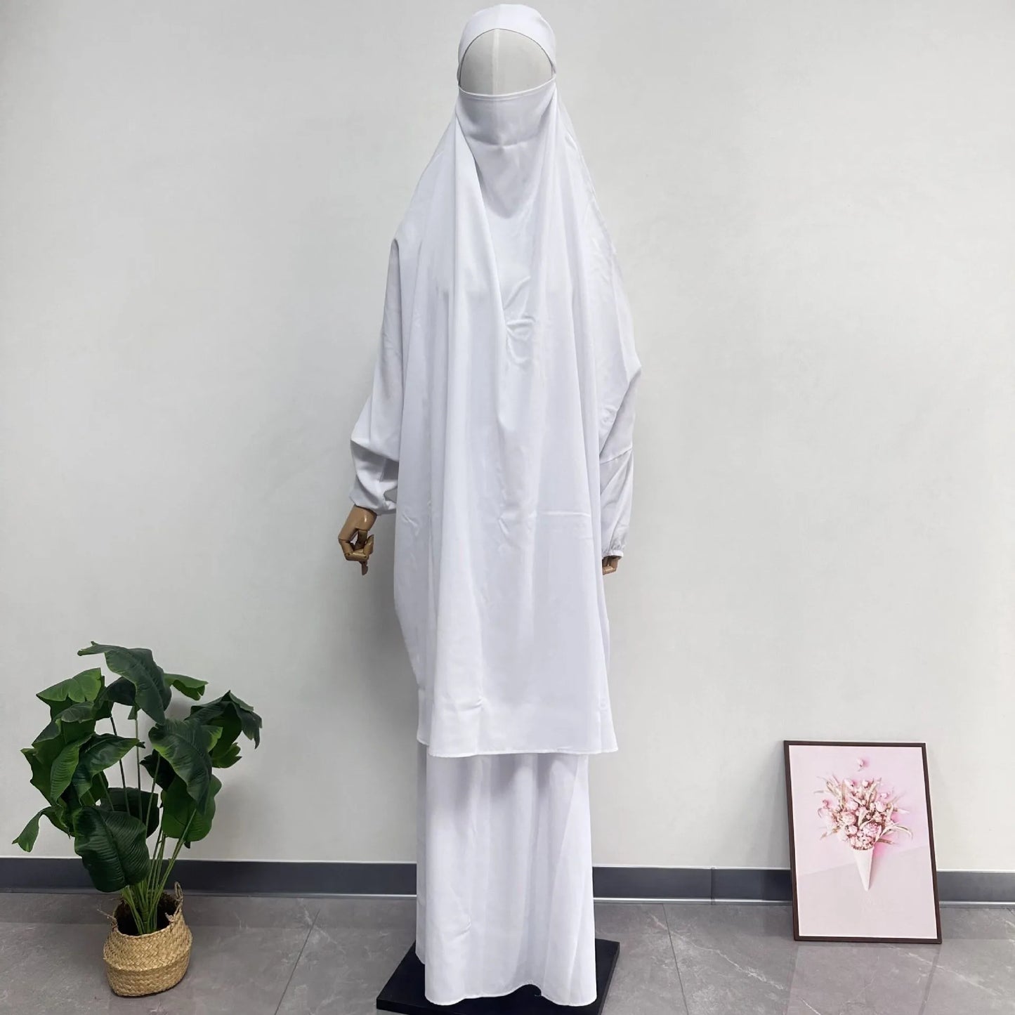 Abaya Muslim Women's Middle East Robe Large Size Women's Middle East Dubai Two Piece Set Full Coverage Robe Dress MU-101