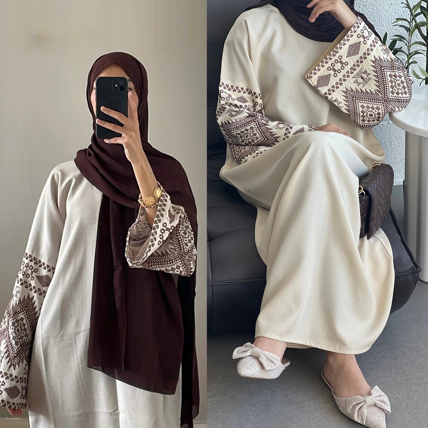Embroidered Abaya Kaftan – Long Robe Dress from Dubai & Morocco