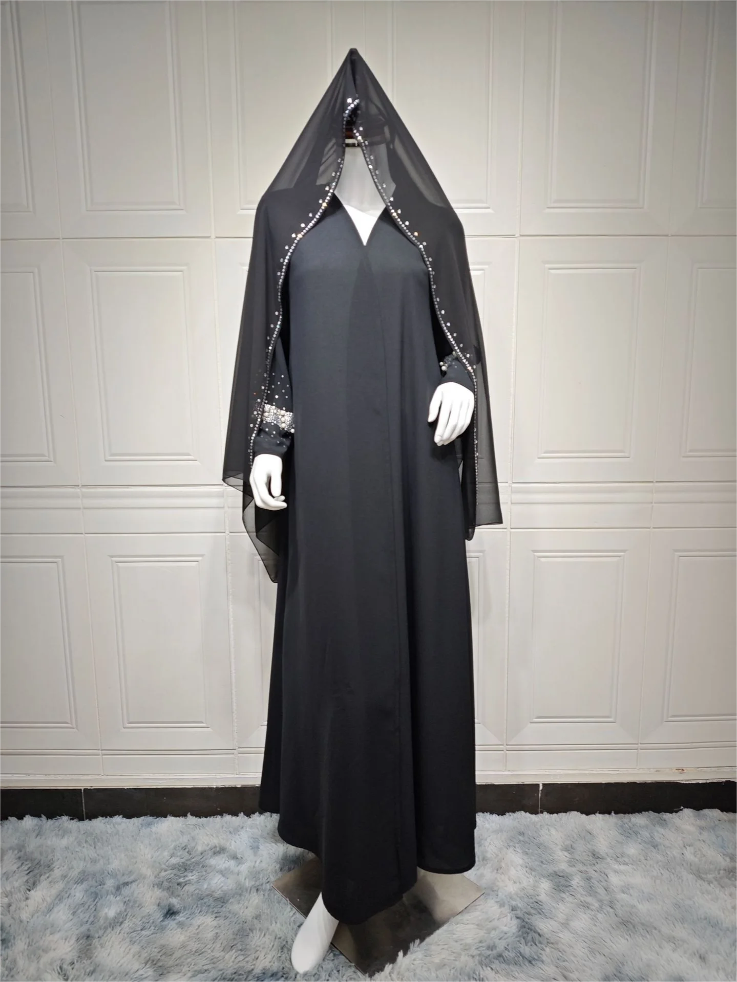 Diamond Pearls Abaya for Women with Scarf Abaya