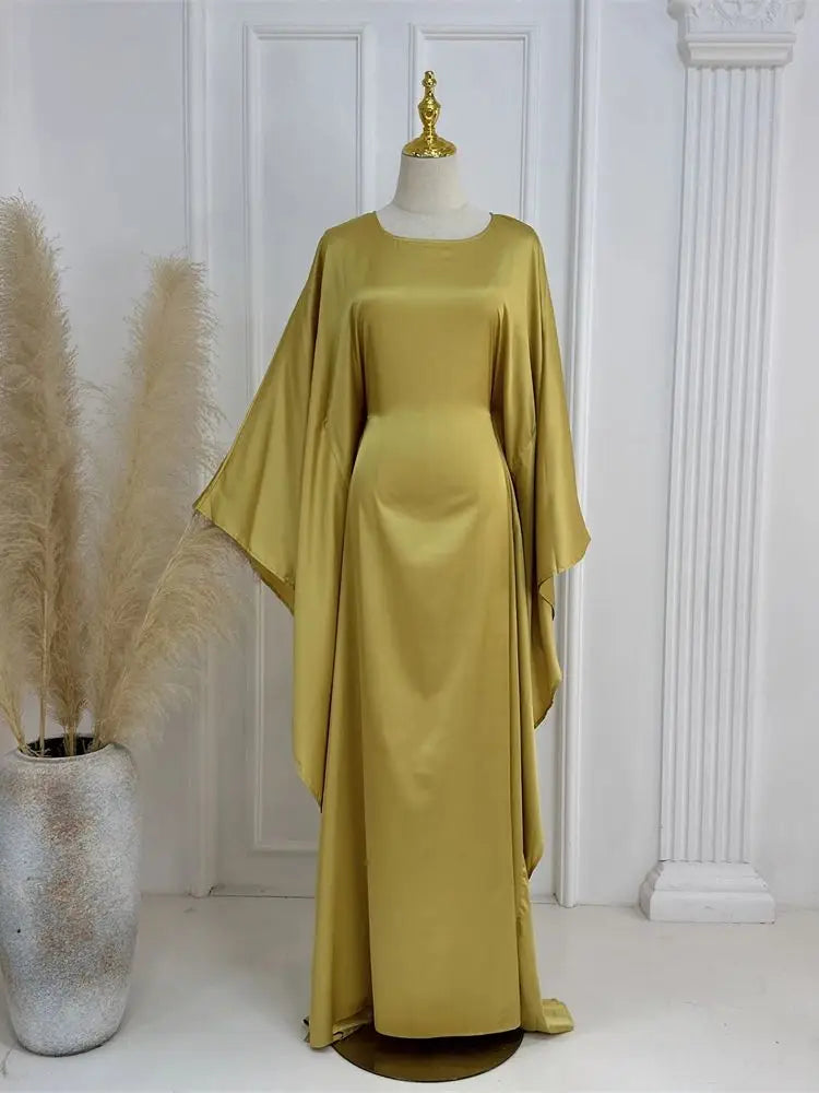 Eid Shiny Batwing Satin Abaya Dubai Luxury 2024 Muslim Abayas For Women Maxi Kaftan Dress Islamic Clothing Caftan Marocain Femme