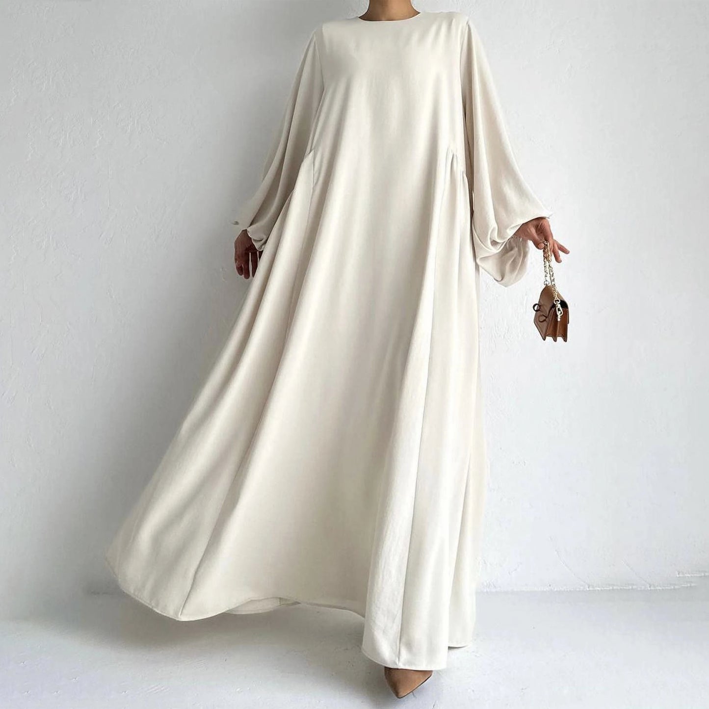 Elegant Crew Neck Maxi Length Dress.