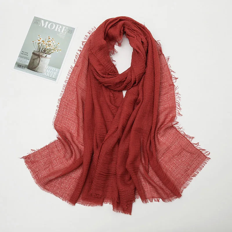 Crinkle Hijab Scarf Soft Solid Cotton Head Scarves
