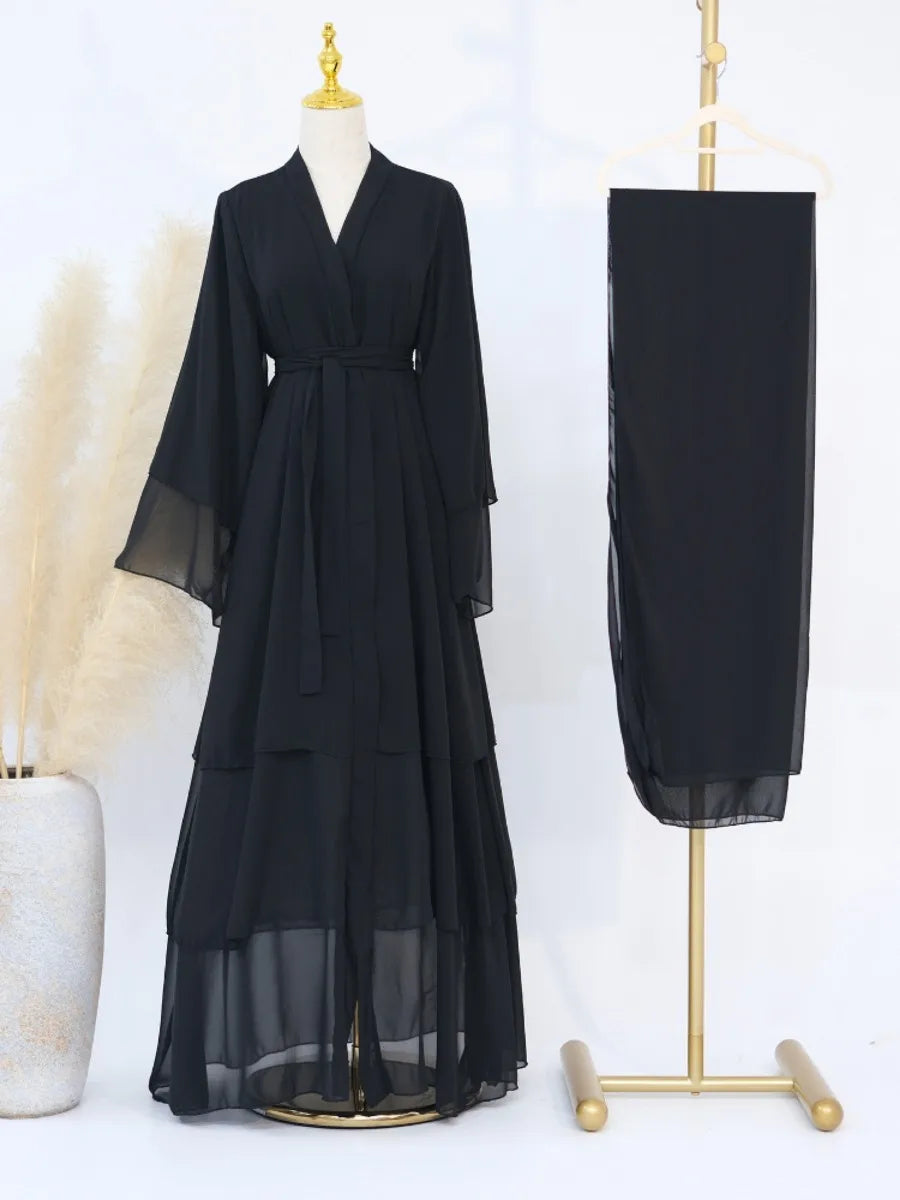 Morocco Abaya Chiffon 3 Layers Dresses