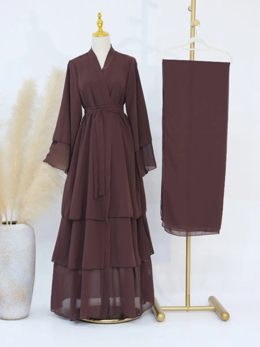 Morocco Abaya Chiffon 3 Layers Dresses