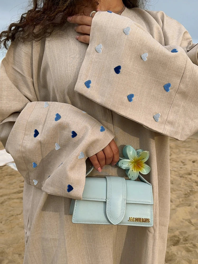 Love Heart Embroidery Abaya