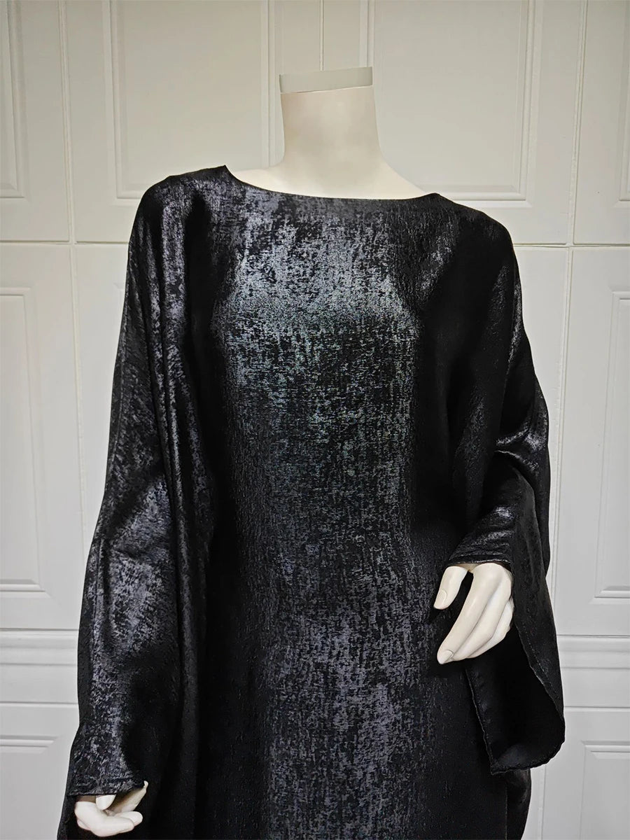 Siskakia Muslim Fashion Solid Abayas Bat Sleeve Elegant Casual Dress Kimono Maxi Kaftan Dress Abayas For Islamic Women Clothing