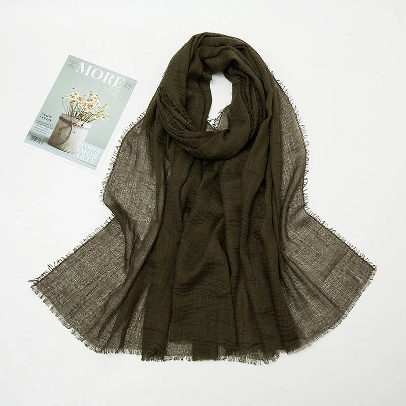 Crinkle Hijab Scarf Soft Solid Cotton Head Scarves