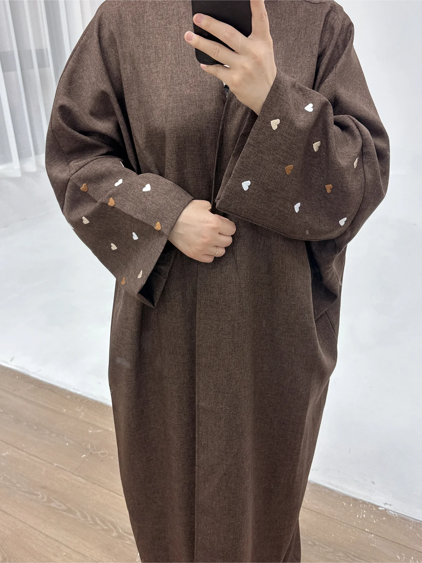 Love Heart Embroidery Abaya