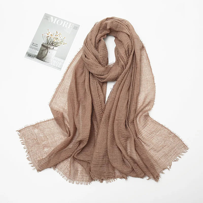 Crinkle Hijab Scarf Soft Solid Cotton Head Scarves