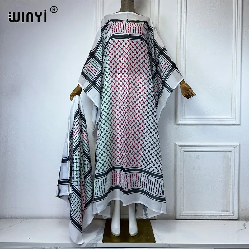 Luxury 2-Piece Abaya Set – Classic Kaftan Dress with Scarf, Dubai Streetwear