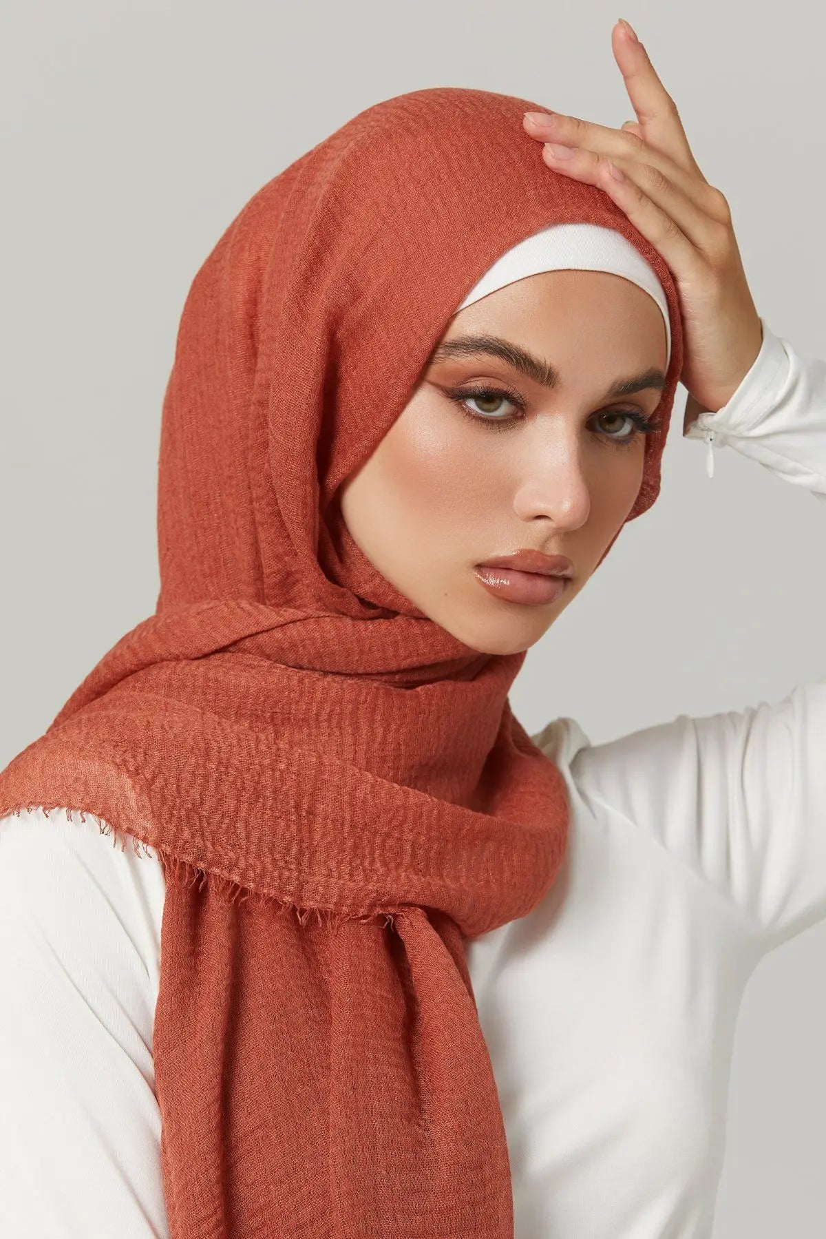 Crinkle Hijab Scarf Soft Solid Cotton Head Scarves