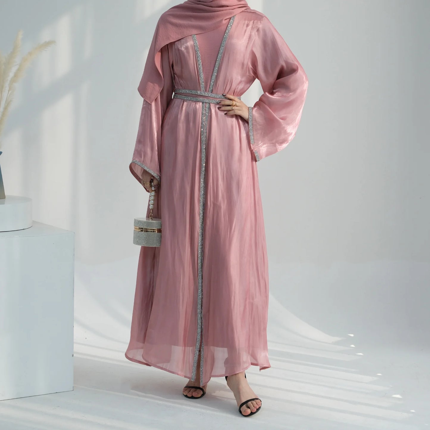 Dimond 3 Pieces sets Open Abaya