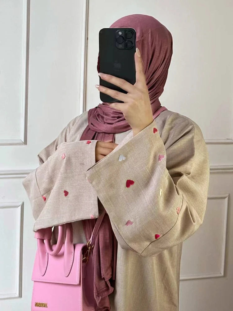 Love Heart Embroidery Abaya