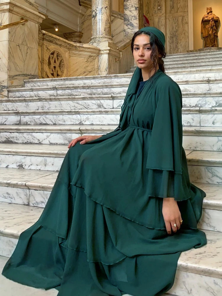 Morocco Abaya Chiffon 3 Layers Dresses