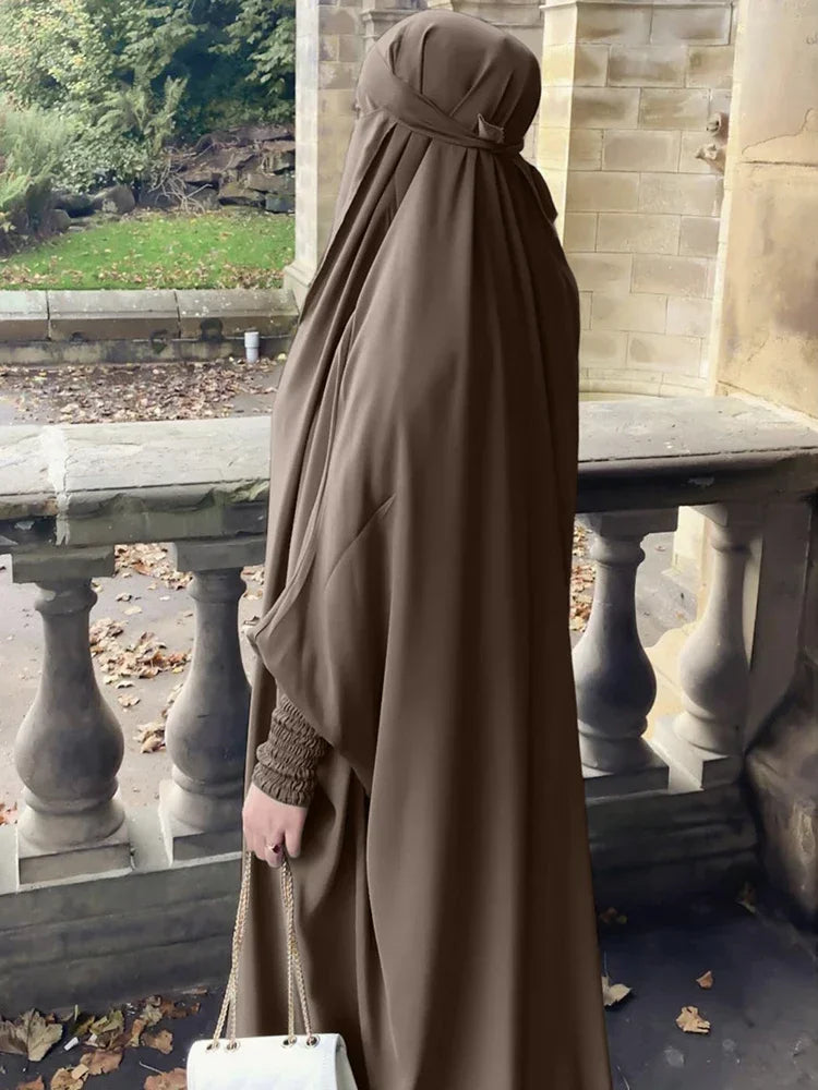 Ramadan Long Khimar Muslim One Piece Jilbab Dress Abaya Women Prayer Garment Saudi Arabic Prayer Dress Robe Burka Eid Niqab 2024