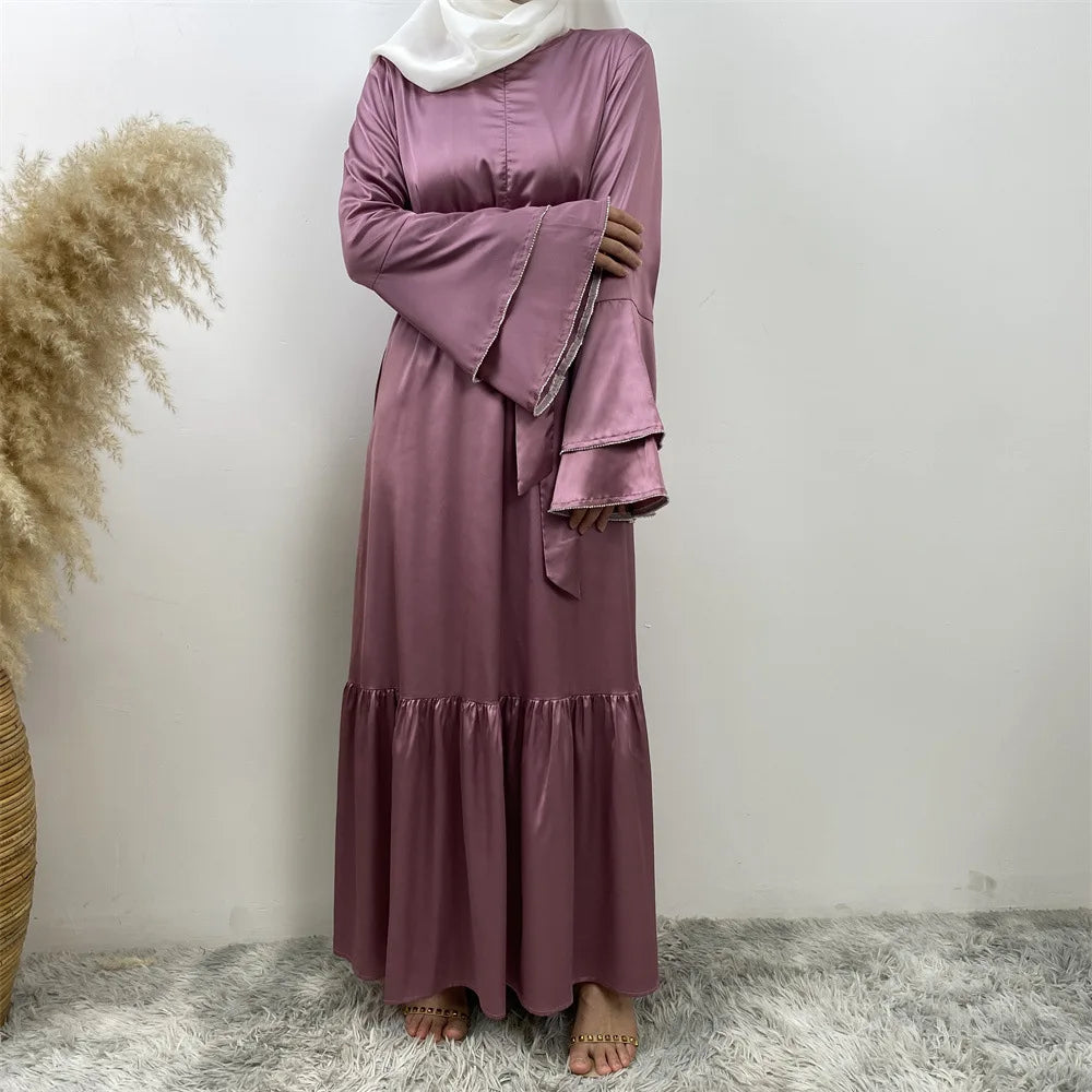 Satin Flare Sleeve Party Dress