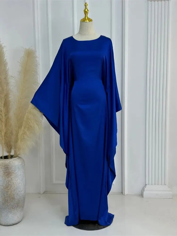 Eid Shiny Batwing Satin Abaya Dubai Luxury 2024 Muslim Abayas For Women Maxi Kaftan Dress Islamic Clothing Caftan Marocain Femme