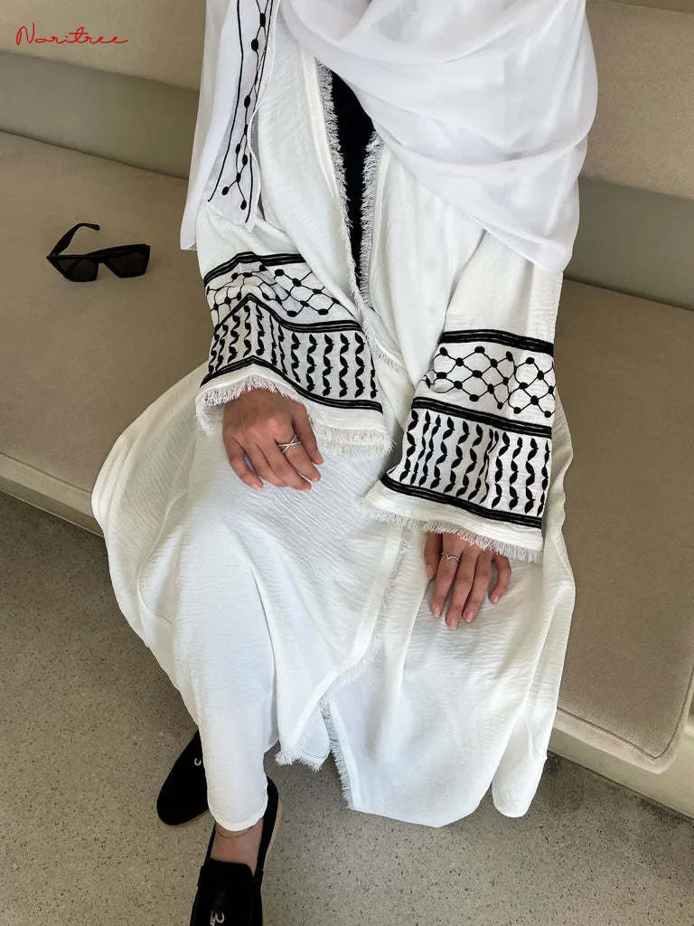 Fashion Embroidery Kimono Oversized Muslim Robe abaya syari female full length Taseel Muslim abaya Worship Service abayas wy1969
