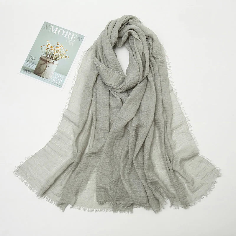 Crinkle Hijab Scarf Soft Solid Cotton Head Scarves