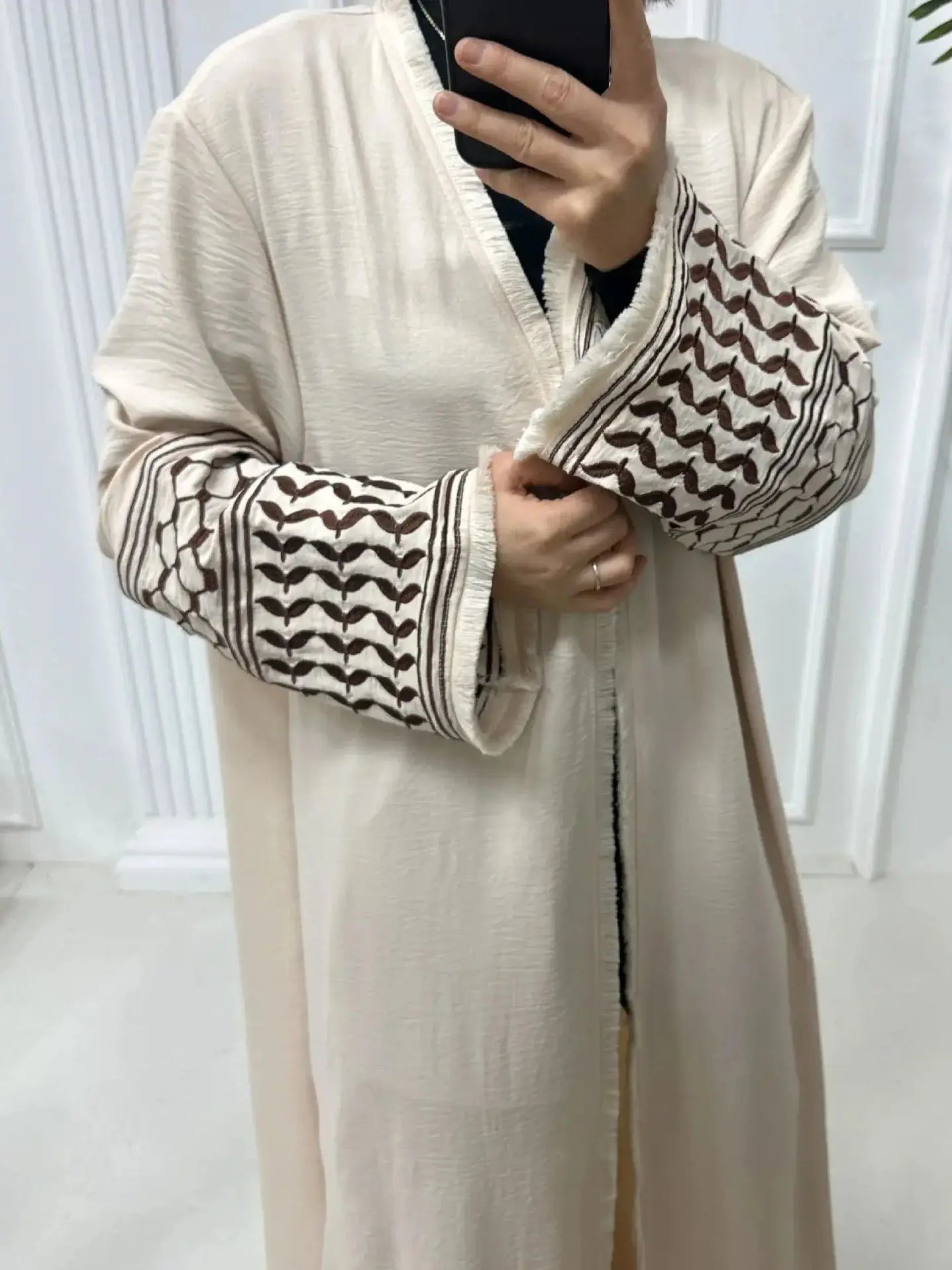 Fashion Embroidery Kimono Oversized Muslim Robe abaya syari female full length Taseel Muslim abaya Worship Service abayas wy1969