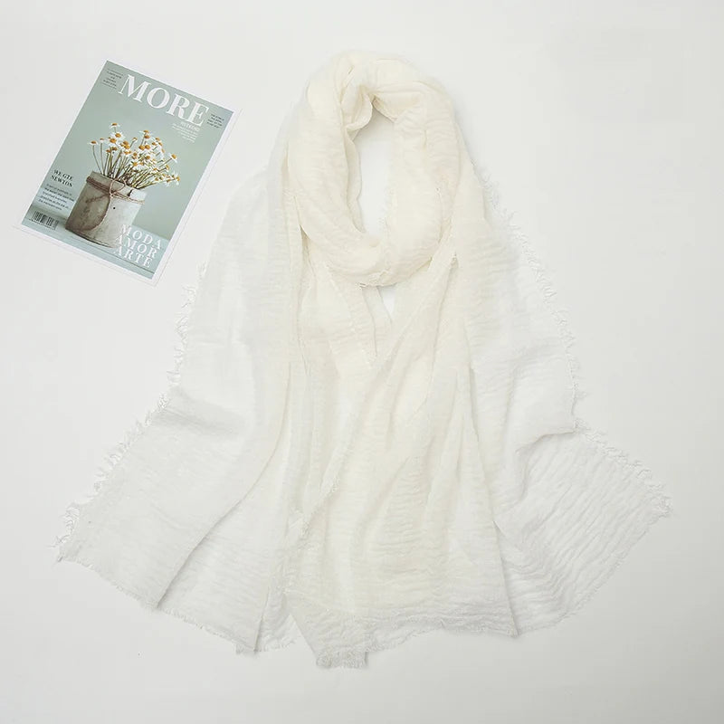 Crinkle Hijab Scarf Soft Solid Cotton Head Scarves