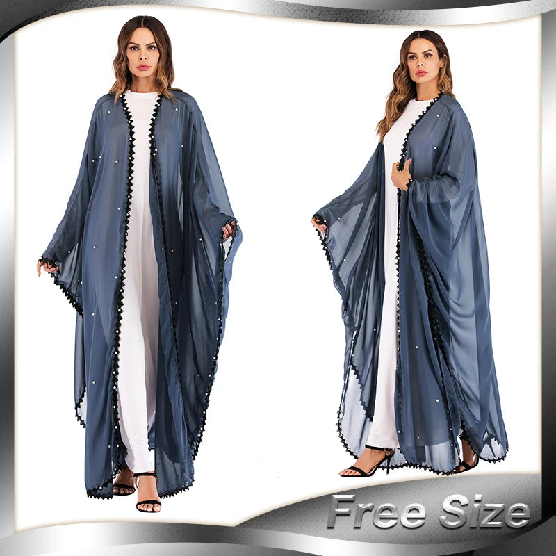 Trendy Dubai Open Lace Beaded Abaya